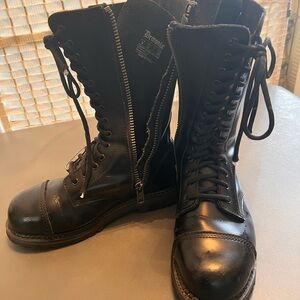 Demonia Black Leather Platform Boots